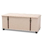 Baxton Studio Kyra Modern and Contemporary Beige Fabric Upholstered Storage Trunk Ottoman
